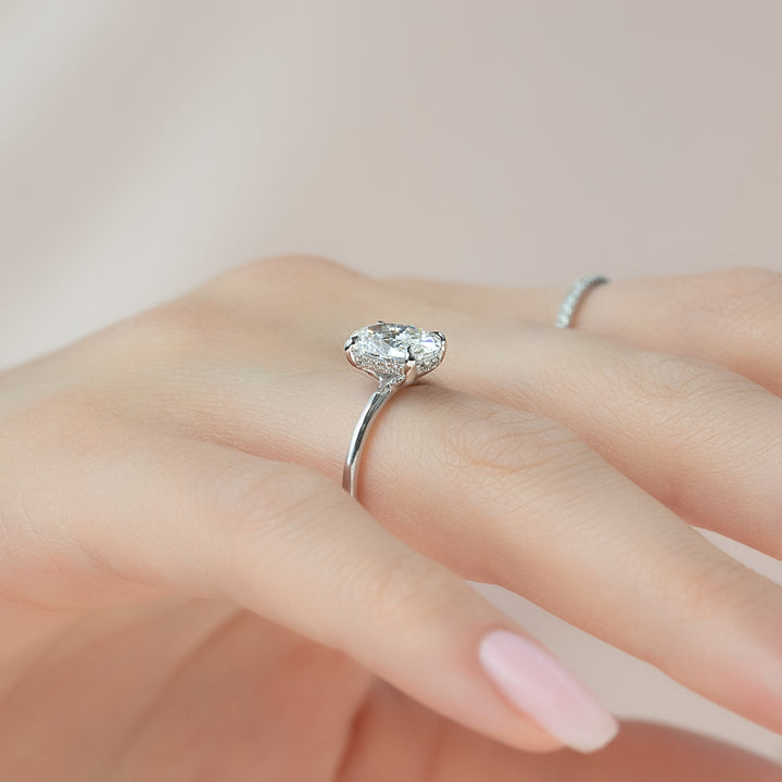 The Sydney Oval Lab Diamond Moissanite Engagement Ring *Shown with 1.5 ct #material_white