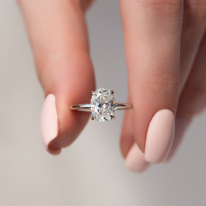 The Sydney Oval Lab Diamond Moissanite Engagement Ring *Shown with 2 ct #material_white