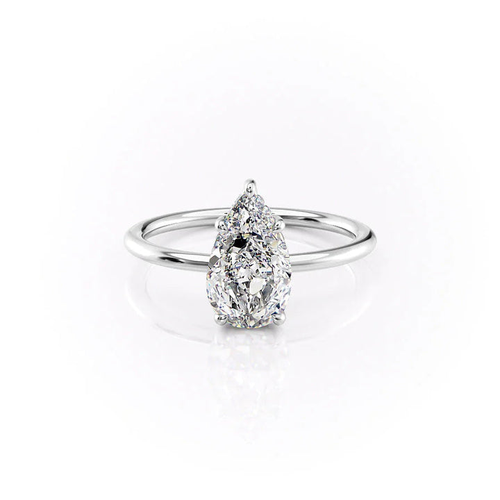 The Sydney Set With Pear Solitaire Lab Diamond 1 Carat 14K White#material_white