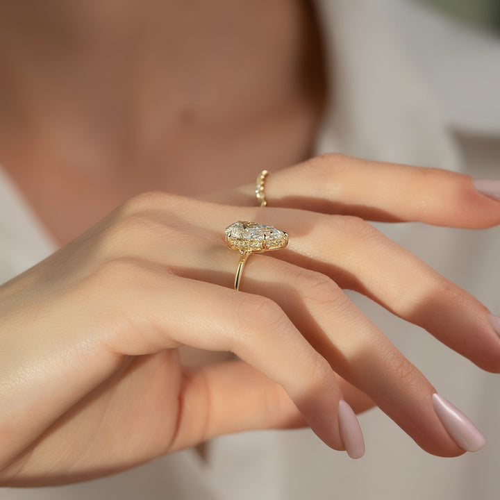 The Sydney Pear Lab Diamond Moissanite Engagement Ring *Shown with 4 ct #material_gold