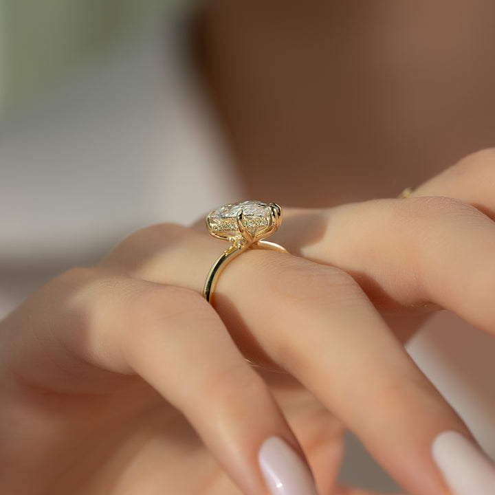 The Sydney Pear Lab Diamond Moissanite Engagement Ring *Shown with 4 ct #material_gold