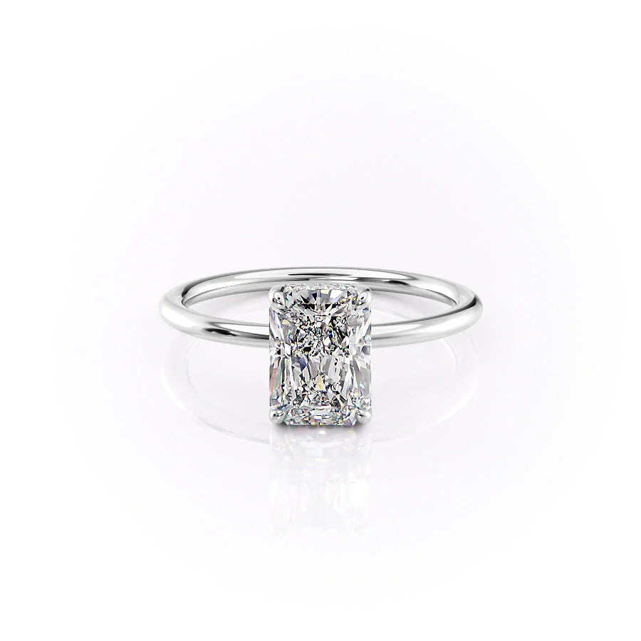 The Sydney Set With Radiant Solitaire Lab Diamond 1 Carat 14K White#material_white