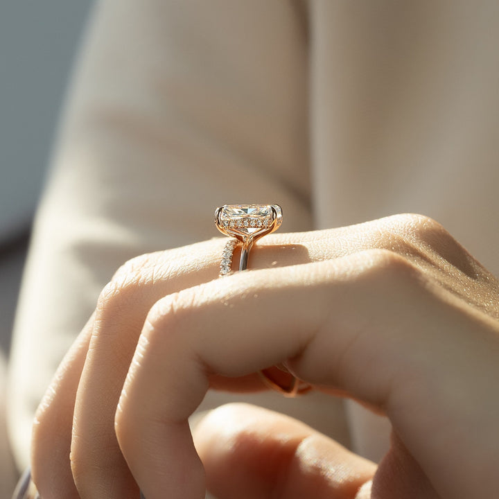 The Sydney Radiant Lab Diamond Moissanite Engagement Ring *Shown with 3 ct #material_rose
