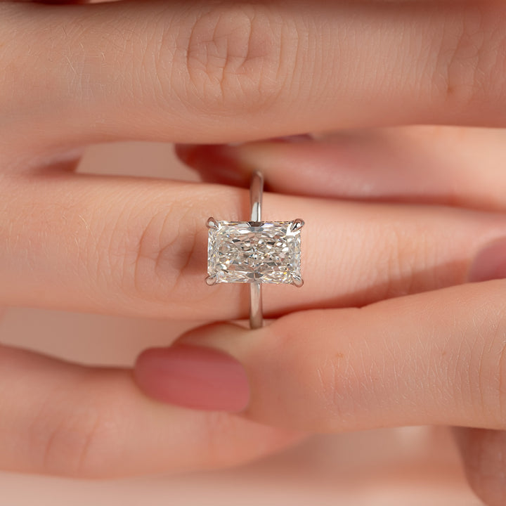The Sydney Radiant Lab Diamond Moissanite Engagement Ring *Shown with 3 ct #material_white