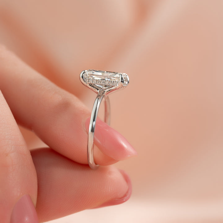 The Sydney Radiant Lab Diamond Moissanite Engagement Ring *Shown with 3 ct #material_white