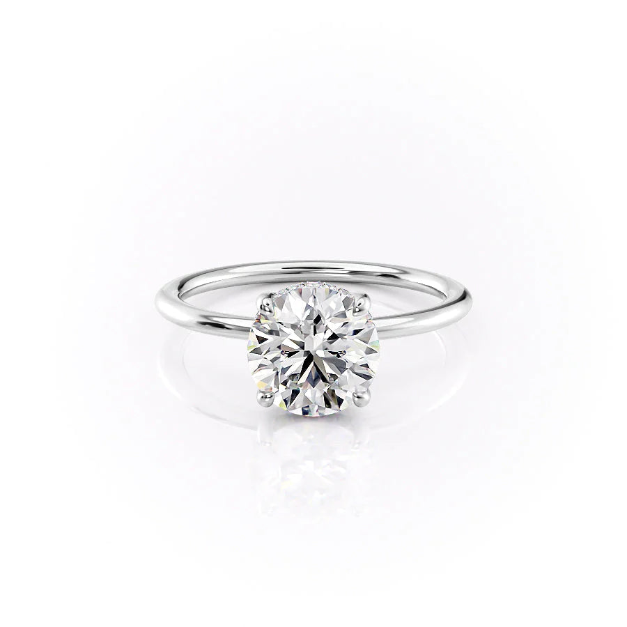 The Sydney Set With Round Solitaire Lab Diamond 1 Carat 14K White#material_white