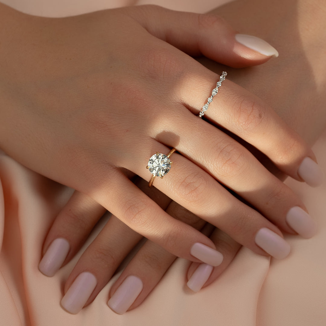 The Sydney Round Lab Diamond Moissanite Engagement Ring