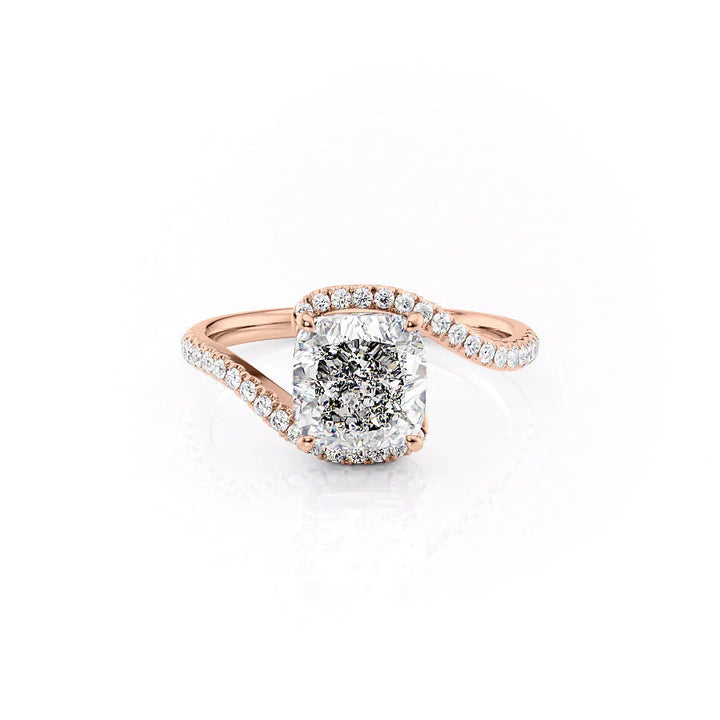 The Sylvia Set With Cushion Pave Lab Diamond 1 Carat 14K Rose#material_14k-rose