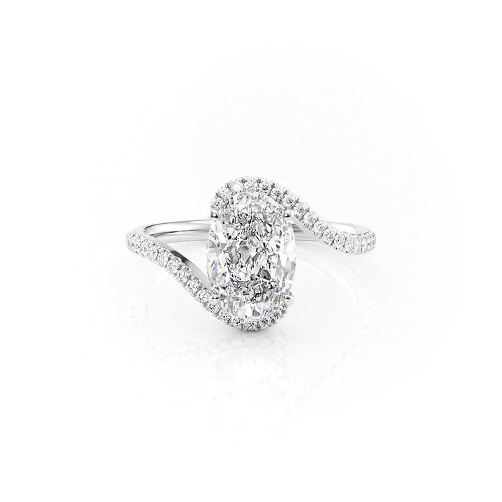 The Sylvia Set With Oval Pave Lab Diamond 1 Carat 18K White#material_18k-white