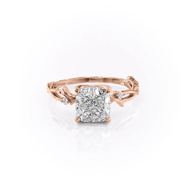 The Textured Coco Set With Cushion Side Stone Lab Diamond 1 Carat 14K Rose#material_rose