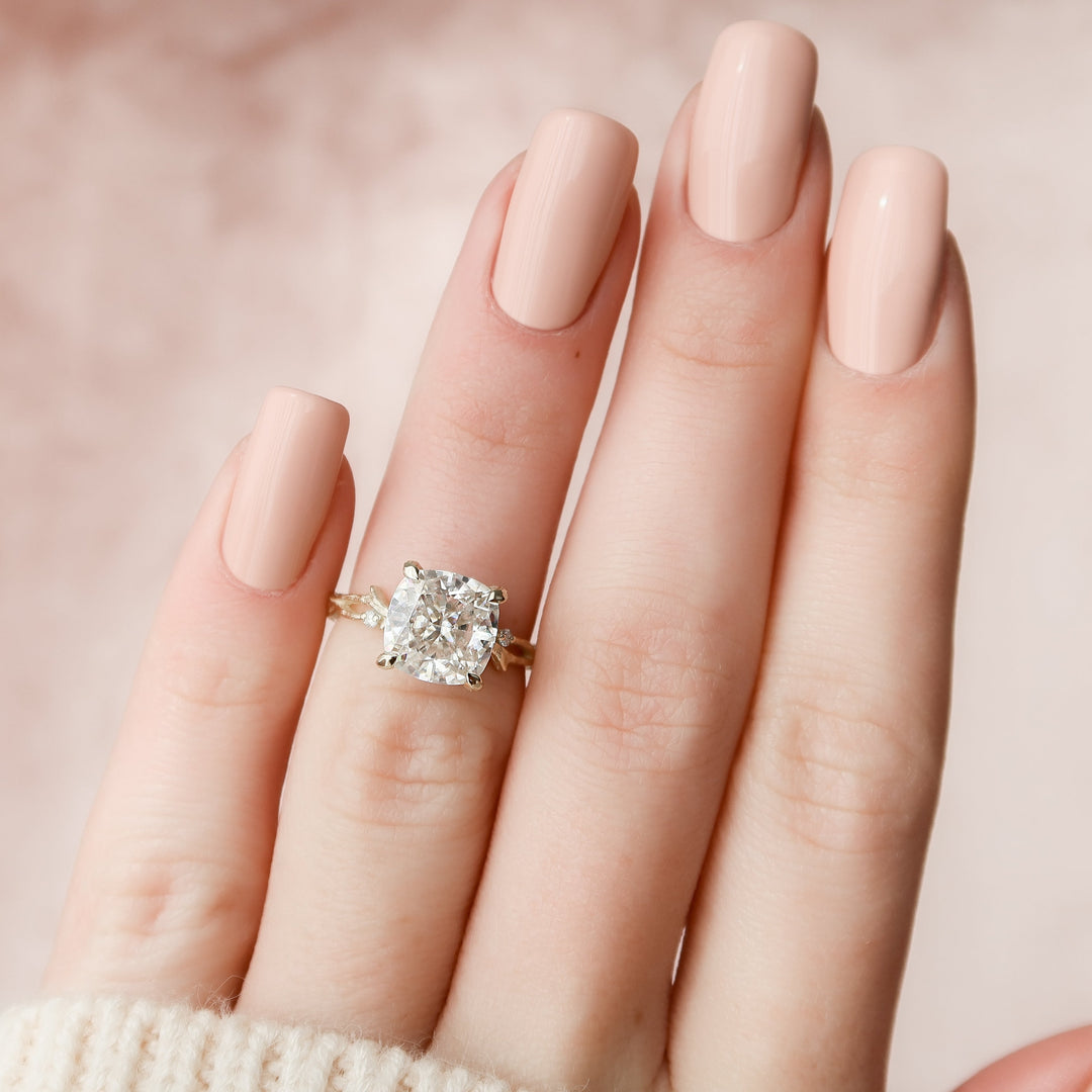 The Textured Coco Cushion Lab Diamond Moissanite Engagement Ring