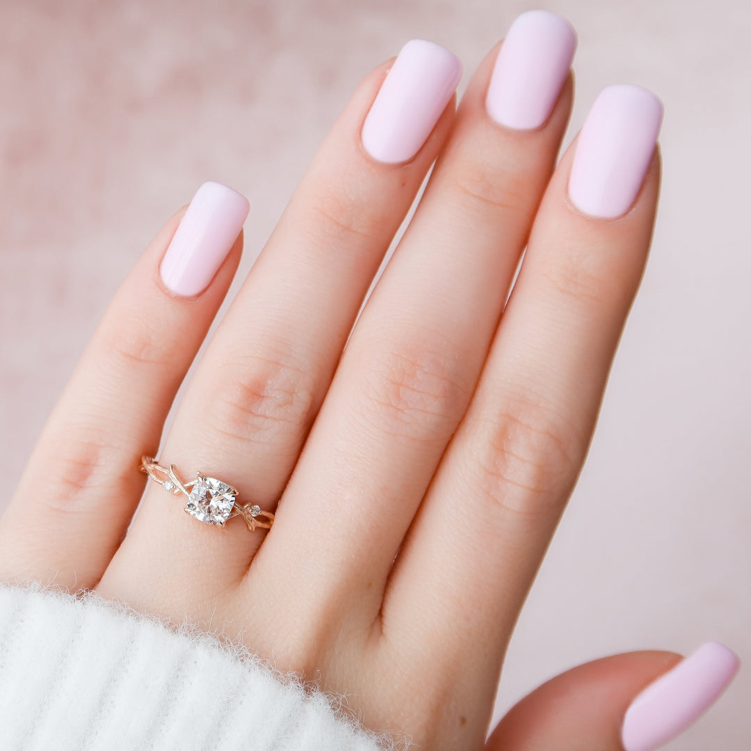 The Textured Coco Cushion Lab Diamond Moissanite Engagement Ring