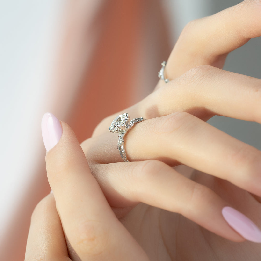 The Textured Coco Cushion Lab Diamond Moissanite Engagement Ring