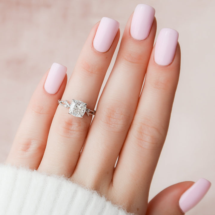 The Textured Coco Cushion Lab Diamond Moissanite Engagement Ring *Shown with 2 ct #material_white