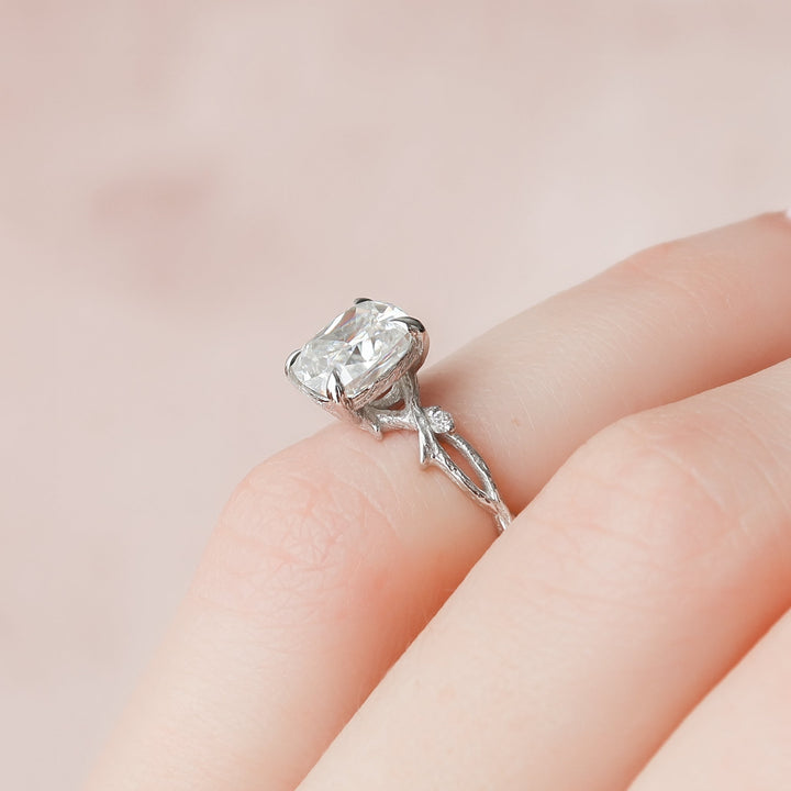The Textured Coco Cushion Lab Diamond Moissanite Engagement Ring *Shown with 2 ct #material_white
