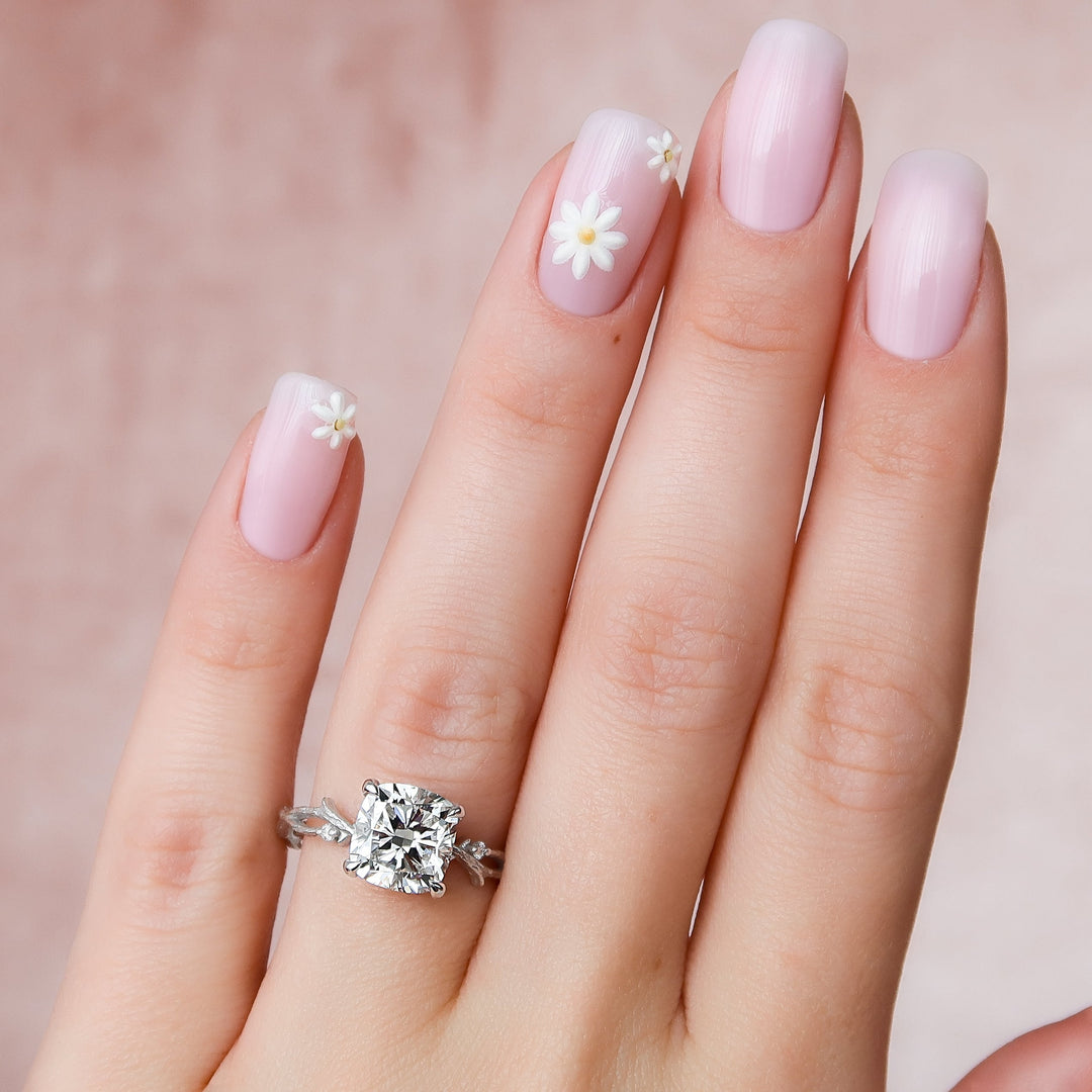 The Textured Coco Cushion Lab Diamond Moissanite Engagement Ring