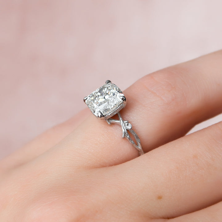 The Textured Coco Cushion Lab Diamond Moissanite Engagement Ring *Shown with 3.5 ct #material_white