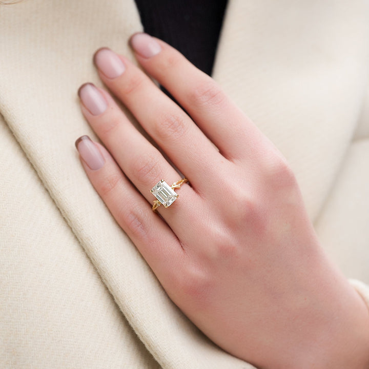 The Textured Coco Emerald Lab Diamond Moissanite Engagement Ring *Shown with 4 ct #material_gold