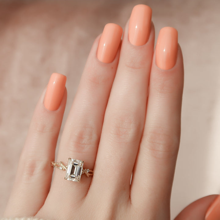 The Textured Coco Emerald Lab Diamond Moissanite Engagement Ring *Shown with 2.5 ct #material_gold