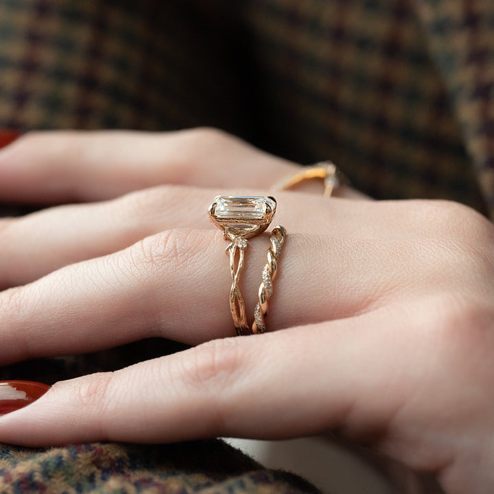 The Textured Coco Emerald Lab Diamond Moissanite Engagement Ring *Shown with 4 ct #material_rose