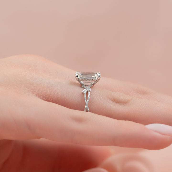 The Textured Coco Emerald Lab Diamond Moissanite Engagement Ring *Shown with 3 ct #material_white