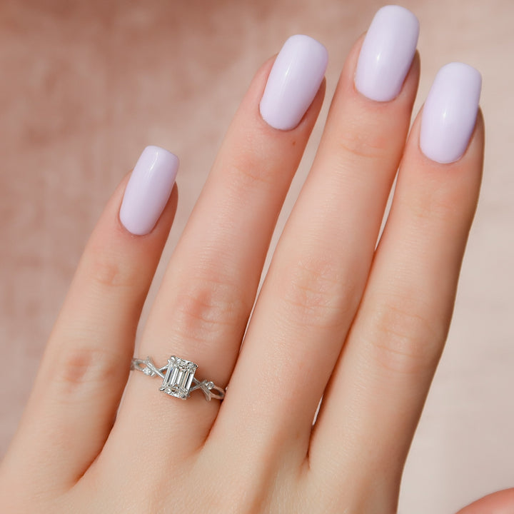 The Textured Coco Emerald Lab Diamond Moissanite Engagement Ring *Shown with 1 ct #material_white