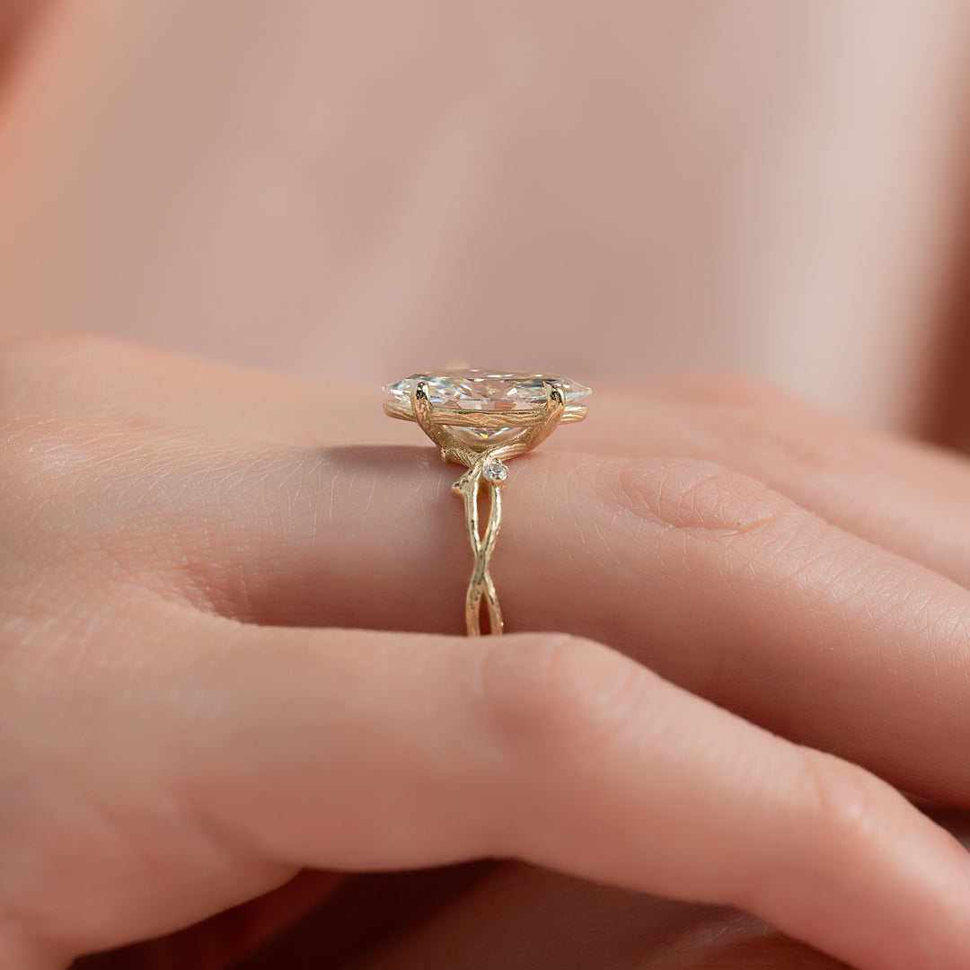 The Textured Coco Marquise Lab Diamond Moissanite Engagement Ring