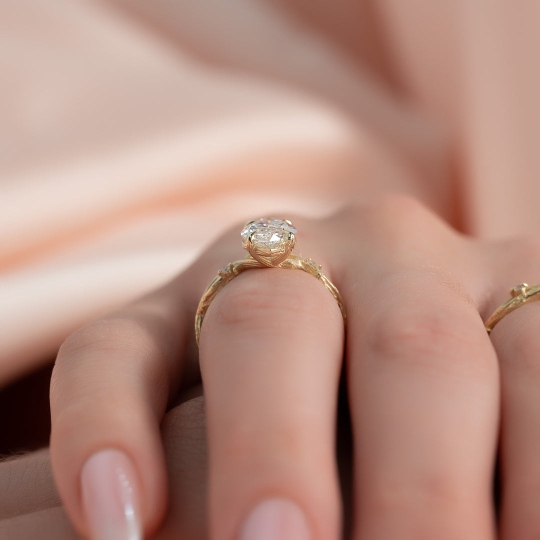 The Textured Coco Marquise Lab Diamond Moissanite Engagement Ring