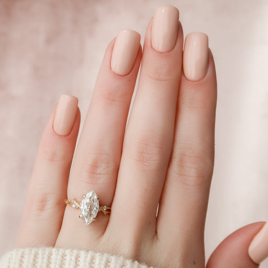 The Textured Coco Marquise Lab Diamond Moissanite Engagement Ring