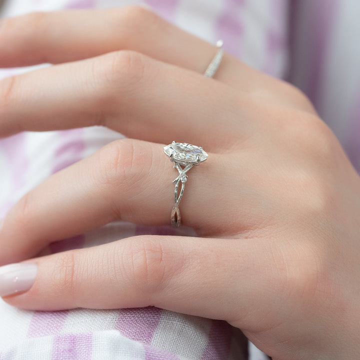 The Textured Coco Marquise Lab Diamond Moissanite Engagement Ring *Shown with 1.5 ct #material_white