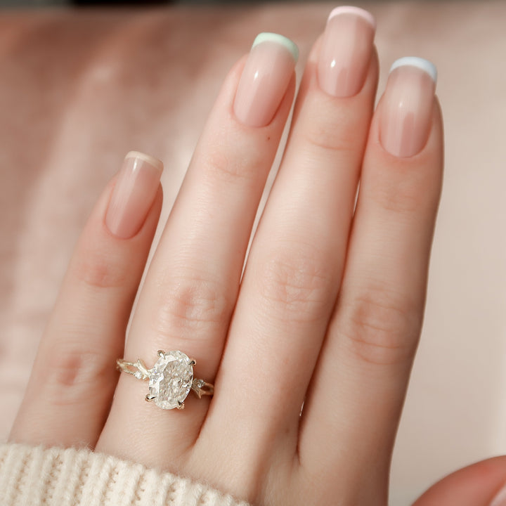 The Textured Coco Oval Lab Diamond Moissanite Engagement Ring *Shown with 2.5 ct #material_gold