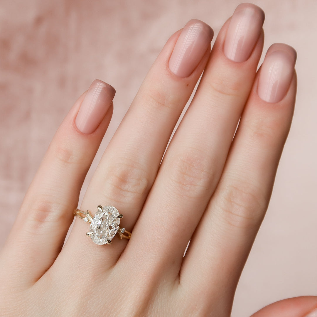 The Textured Coco Oval Lab Diamond Moissanite Engagement Ring