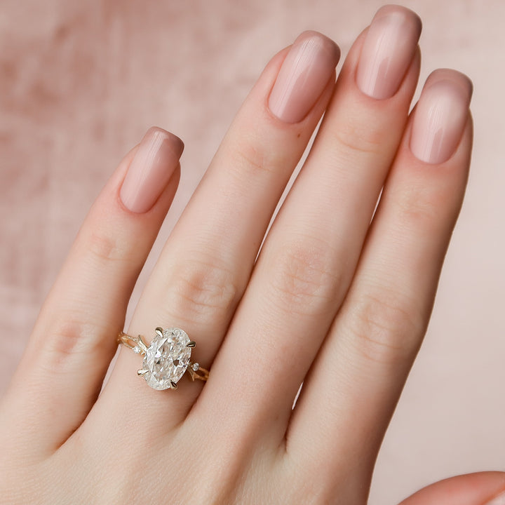 The Textured Coco Oval Lab Diamond Moissanite Engagement Ring *Shown with 3.5 ct #material_gold