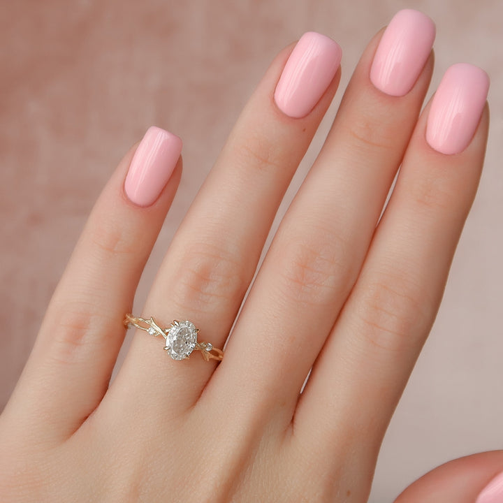 The Textured Coco Oval Lab Diamond Moissanite Engagement Ring *Shown with 1 ct #material_gold