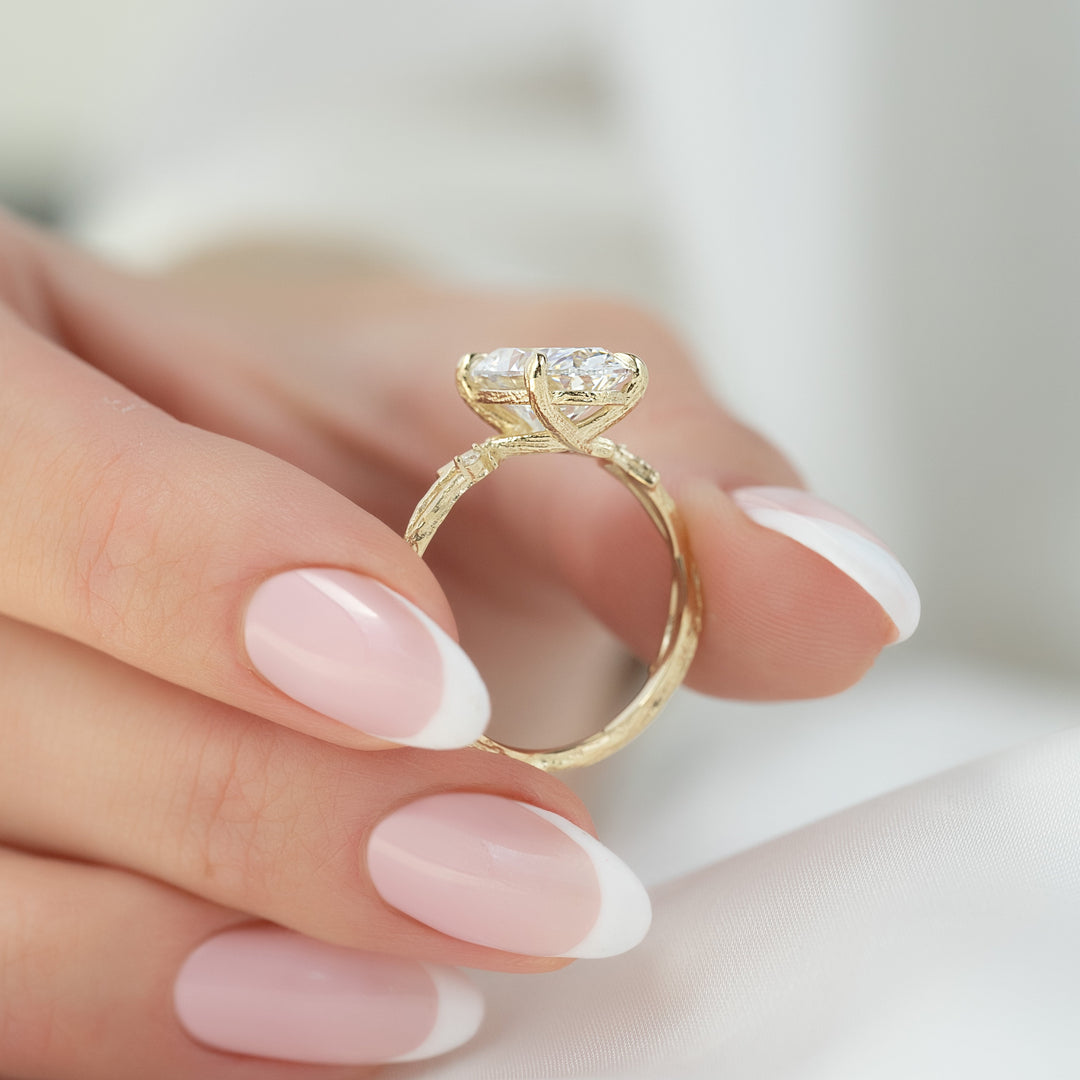 The Textured Coco Oval Lab Diamond Moissanite Engagement Ring