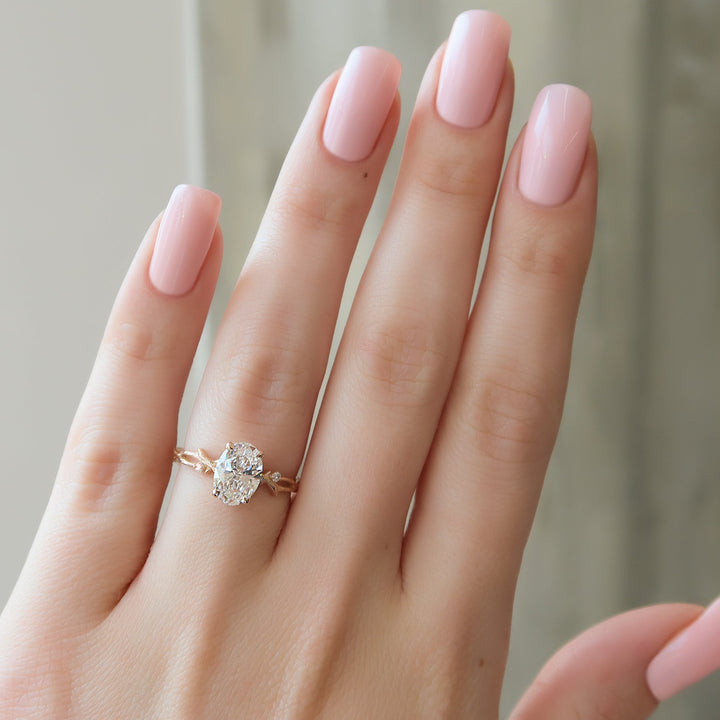 The Textured Coco Oval Lab Diamond Moissanite Engagement Ring *Shown with 1.5 ct #material_rose