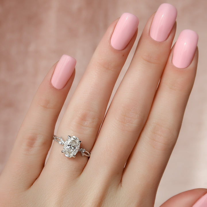 The Textured Coco Oval Lab Diamond Moissanite Engagement Ring *Shown with 2 ct #material_white