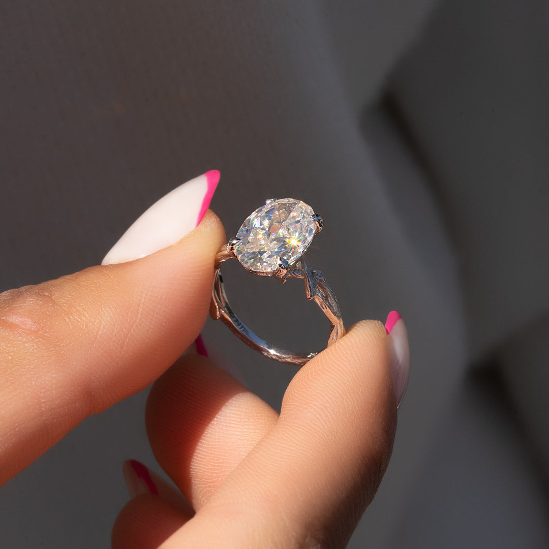 The Textured Coco Oval Lab Diamond Moissanite Engagement Ring