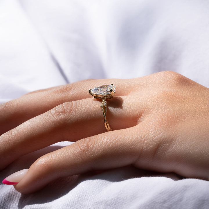 The Textured Coco Pear Lab Diamond Moissanite Engagement Ring *Shown with 2 ct #material_gold