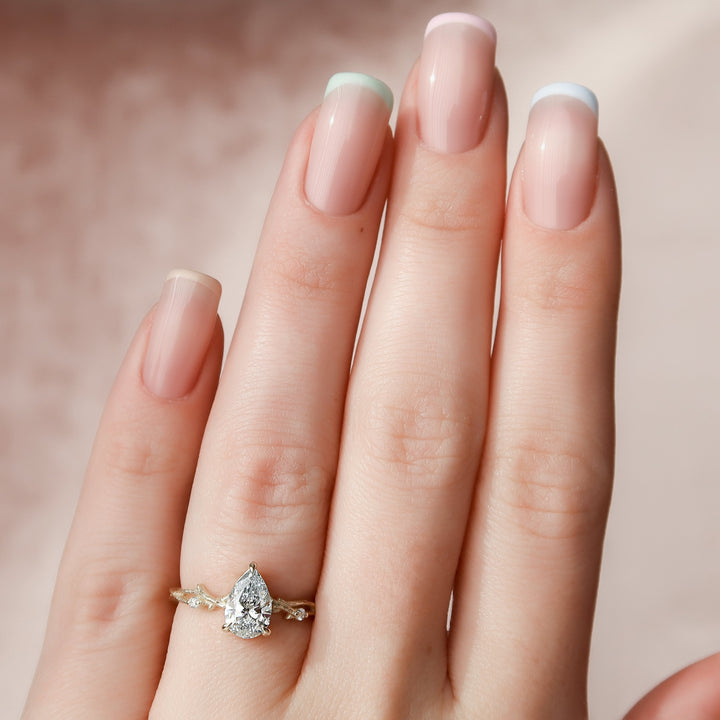 The Textured Coco Pear Lab Diamond Moissanite Engagement Ring *Shown with 1 ct #material_gold