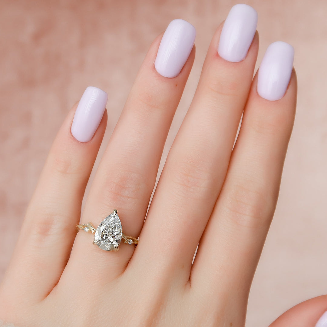 The Textured Coco Pear Lab Diamond Moissanite Engagement Ring