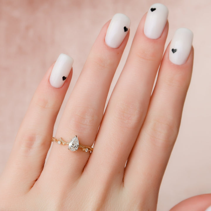 The Textured Coco Pear Lab Diamond Moissanite Engagement Ring *Shown with 0.5 ct #material_rose