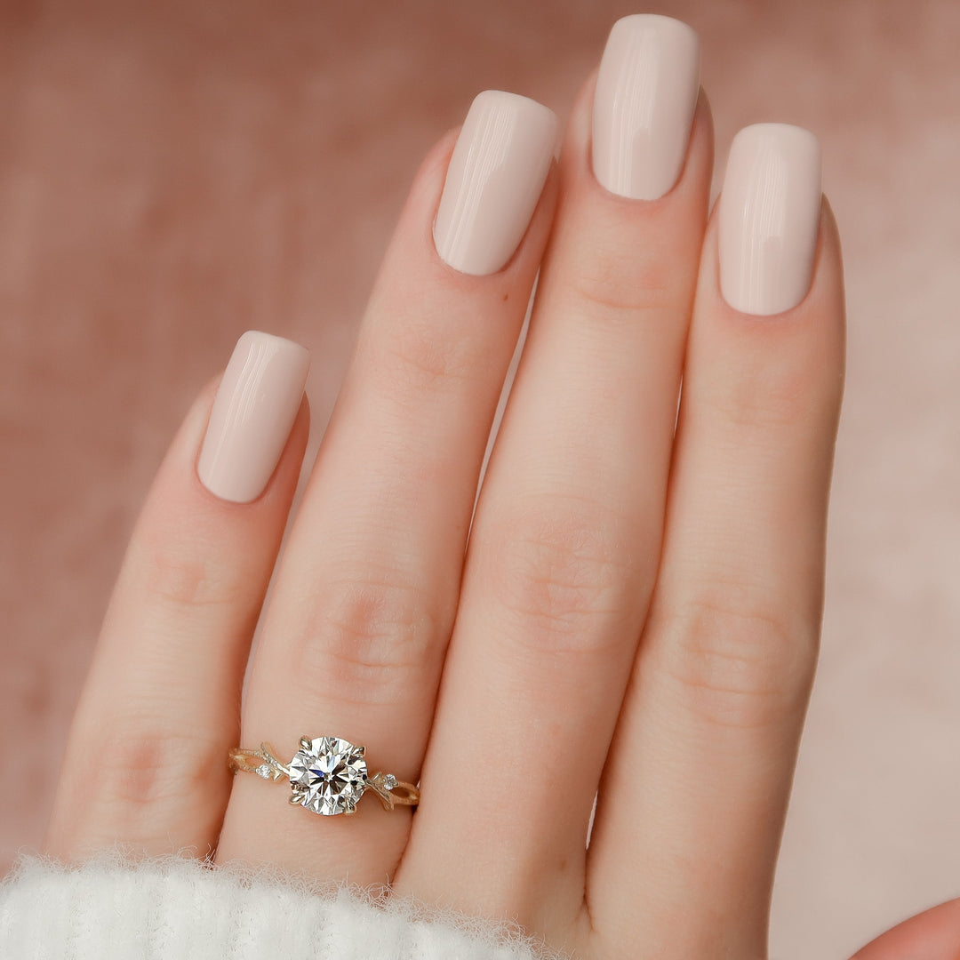 The Textured Coco Round Lab Diamond Moissanite Engagement Ring