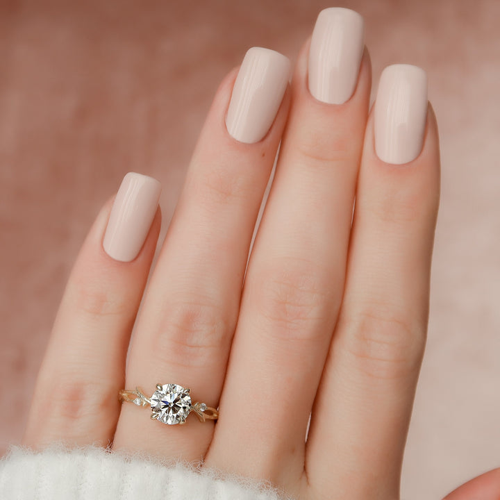 The Textured Coco Round Lab Diamond Moissanite Engagement Ring *Shown with 1.5 ct #material_gold