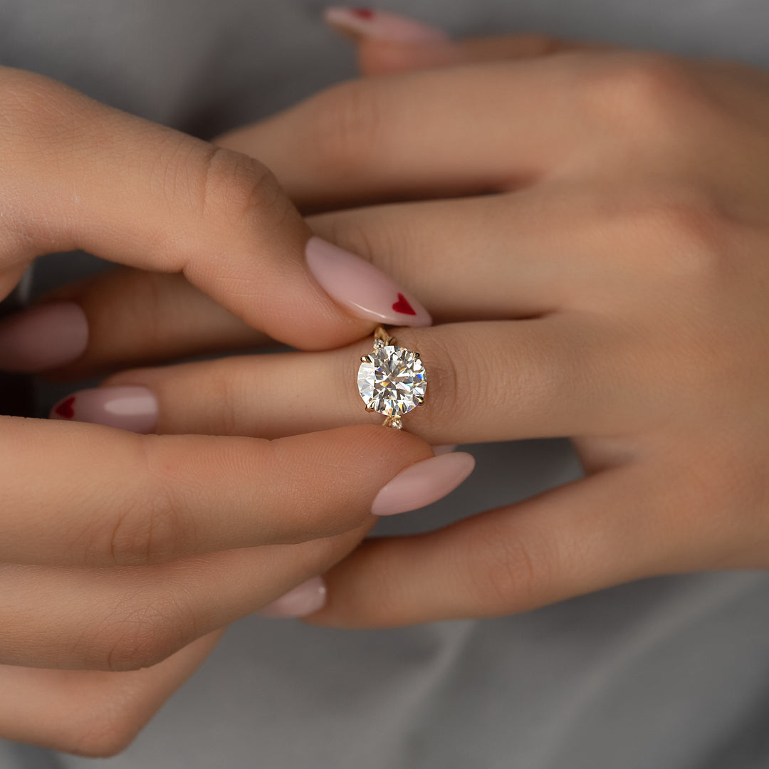 The Textured Coco Round Lab Diamond Moissanite Engagement Ring