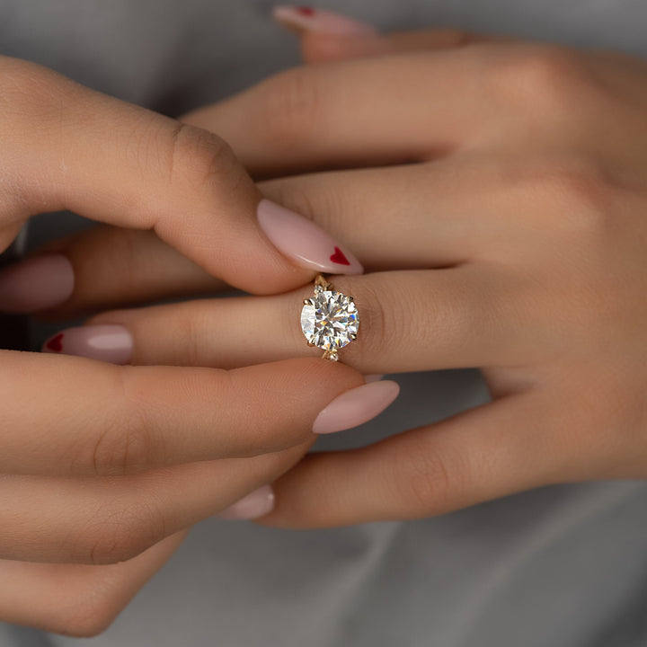 The Textured Coco Round Lab Diamond Moissanite Engagement Ring *Shown with 3 ct #material_gold