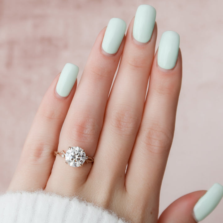 The Textured Coco Round Lab Diamond Moissanite Engagement Ring *Shown with 3 ct #material_rose