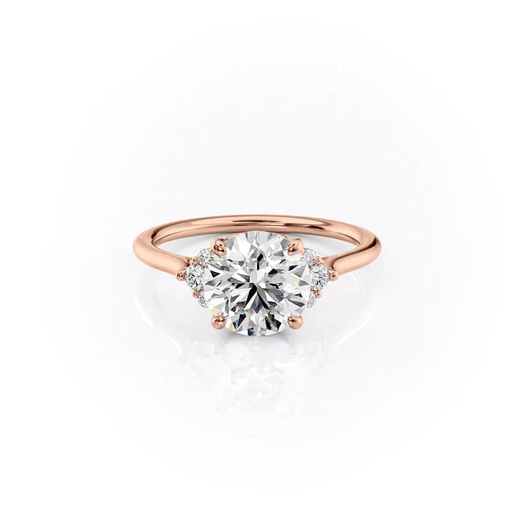 The Violet Set With Round Side Stone Moissanite#material_18k-rose