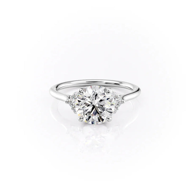 The Violet Set With Round Side Stone Moissanite#material_18k-white