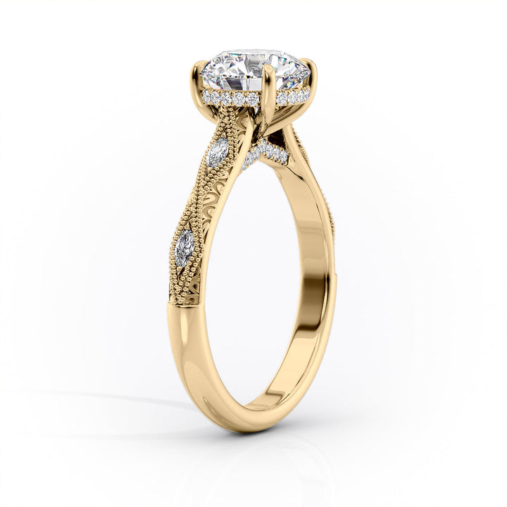 The Vivian Set With A Emerald Vintage Lab Diamond 1.5 Carat 14K Gold#material_14k-gold